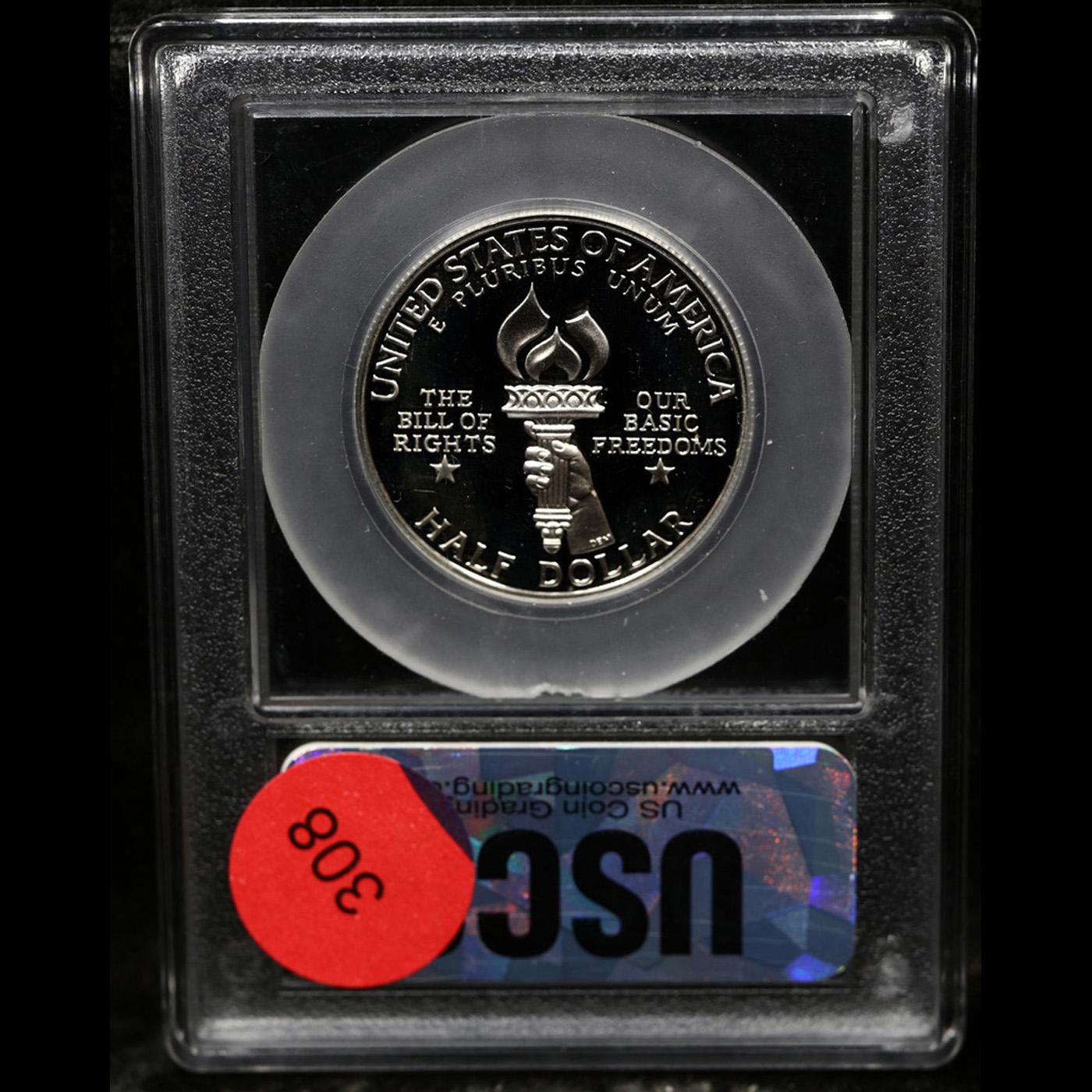 Proof . 1993-s Bill of Rights Modern Commem Half Dollar 50c Graded GEM++ Proof Deep Cameo By USCG