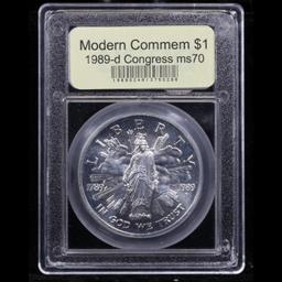 . 1989-d Congress Modern Commem Dollar $1 Graded ms70, Perfection By USCG