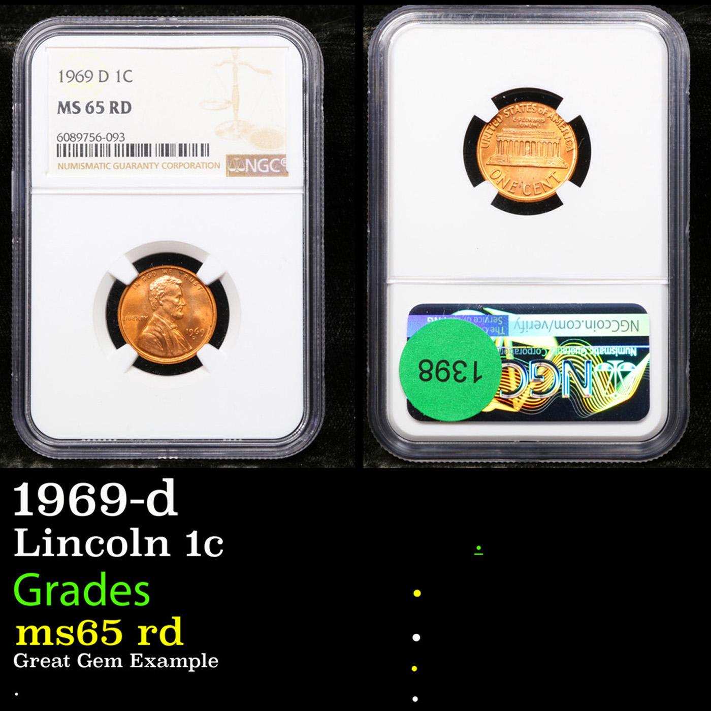 NGC 1969-d Lincoln Cent 1c Graded ms65 rd By NGC