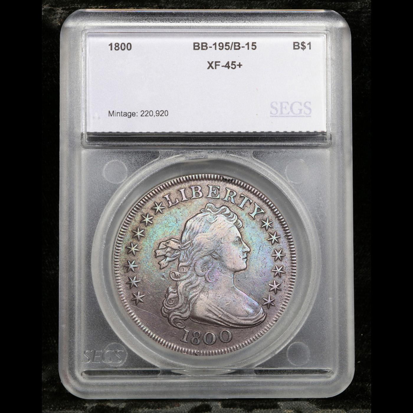 ***Auction Highlight*** 1800 Draped Bust Dollar BB-195/B-15 R-3 10 Arrows 1 Graded XF++ by SEGS (fc)