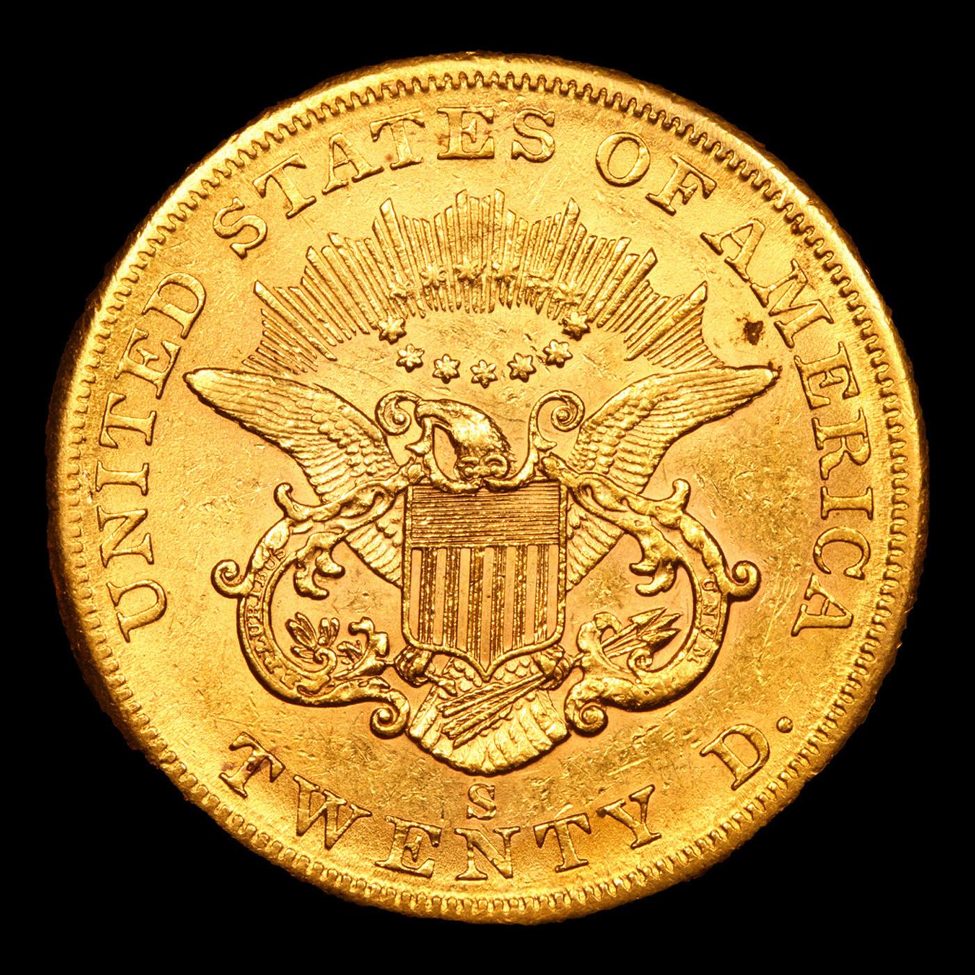 ***Auction Highlight*** 1859-s Gold Liberty Double Eagle Near Top POP! 20 Graded Select Unc By USCG