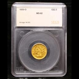 ***Auction Highlight*** 1850-o Gold Liberty Quarter Eagle 2.5 Graded ms62 By SEGS (fc)