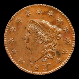 ***Auction Highlight*** 1817 13 Stars Coronet Head Large Cent 1c Graded au58+ By SEGS (fc)