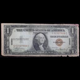 1935A $1 Silver Certificate Hawaii WWII Emergency Currency Grades g+