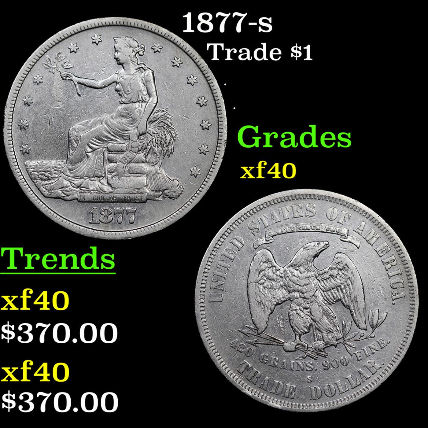 1877-s Trade Dollar $1 Grades xf