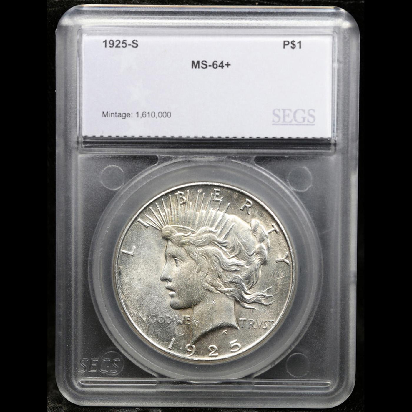 ***Auction Highlight*** 1925-s Peace Dollar 1 Graded ms64+ by SEGS (fc)