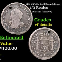 1783-M 1/2 Carlios III Spanish Reales Grades vf details