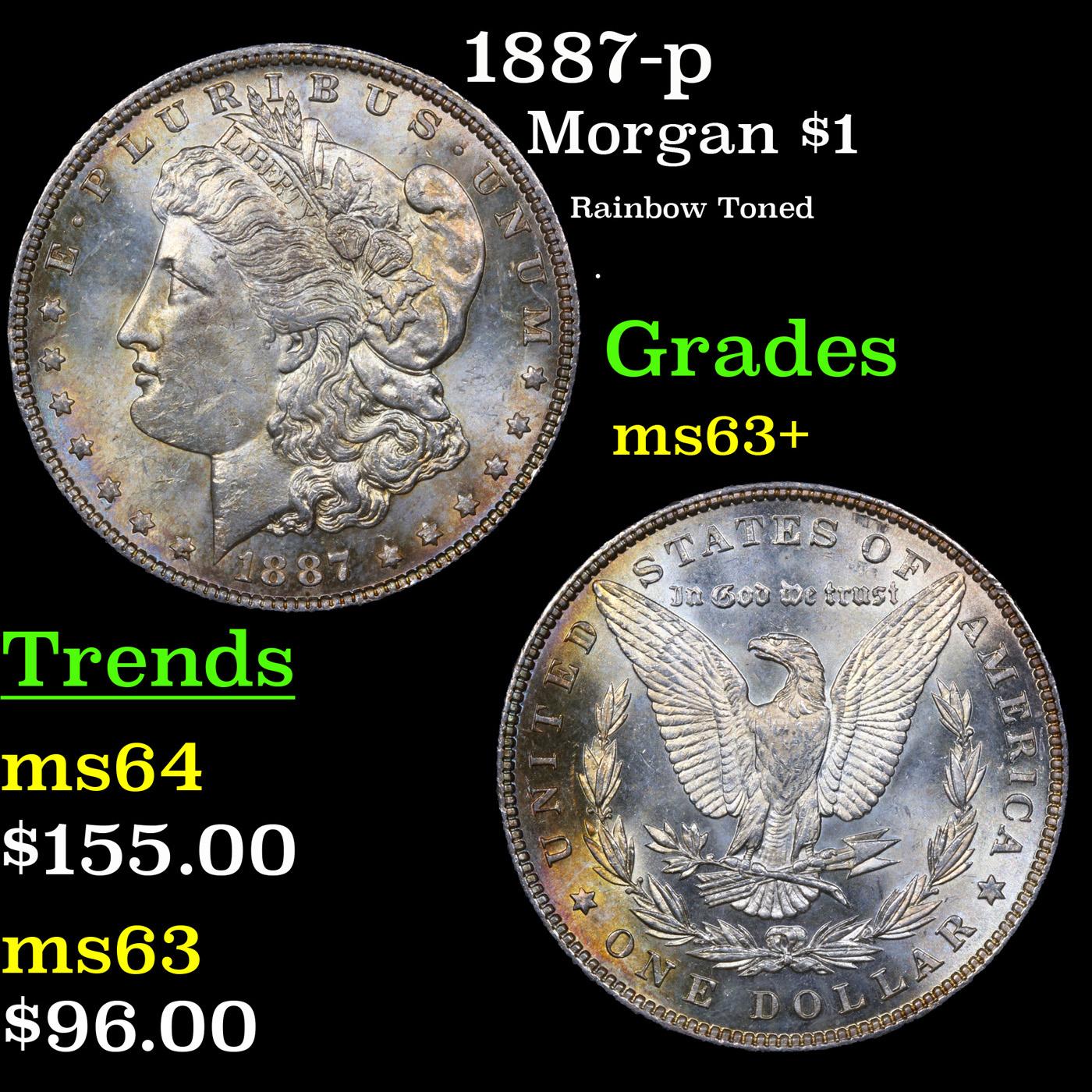 1887-p Morgan Dollar $1 Grades Select+ Unc