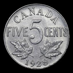 1928 Canada 5c Grades Choice AU