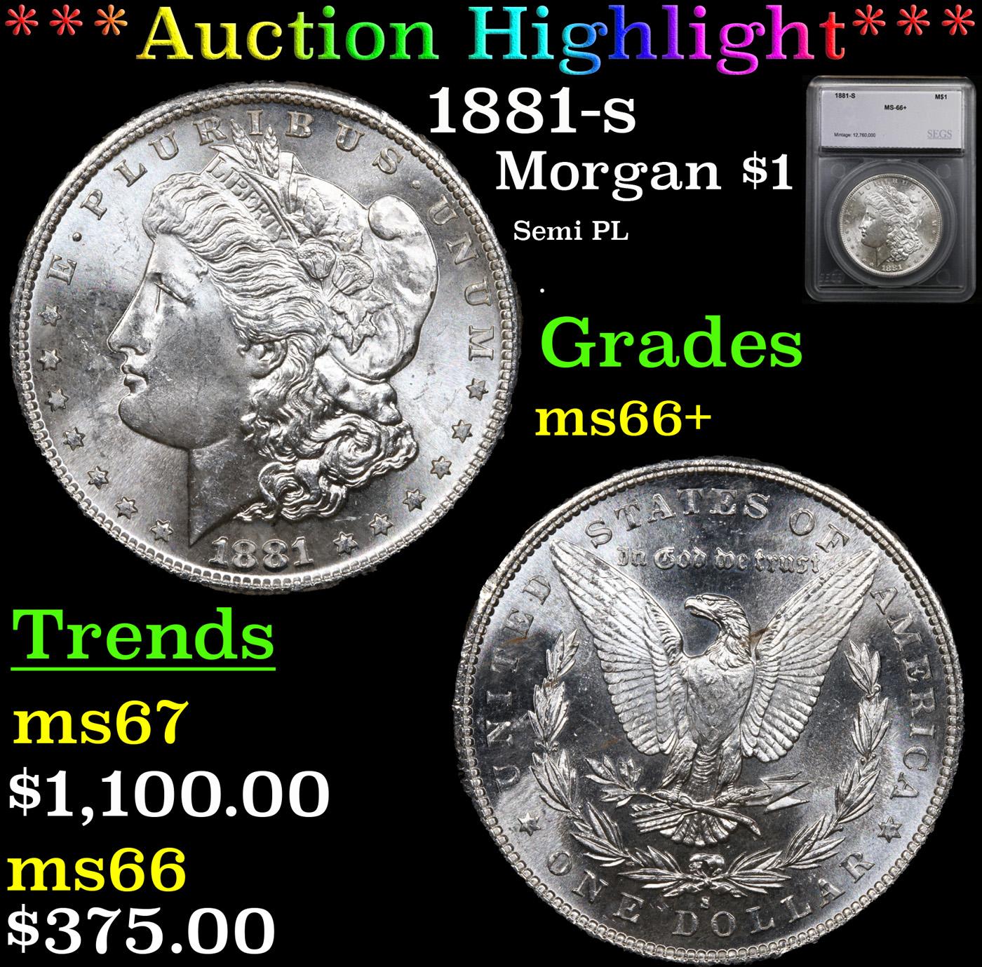 ***Auction Highlight*** 1881-s Morgan Dollar $1 Grades GEM++ Unc By SEGS (fc)