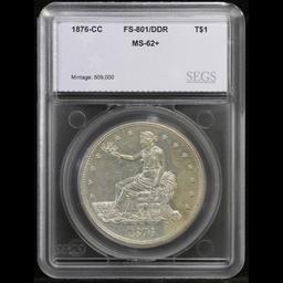 ***Auction Highlight*** 1876-cc Trade Dollar DDR FS-801 1 Graded ms62+ by SEGS (fc)