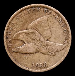 1858 Sm Letters Flying Eagle Cent 1c Grades vf++