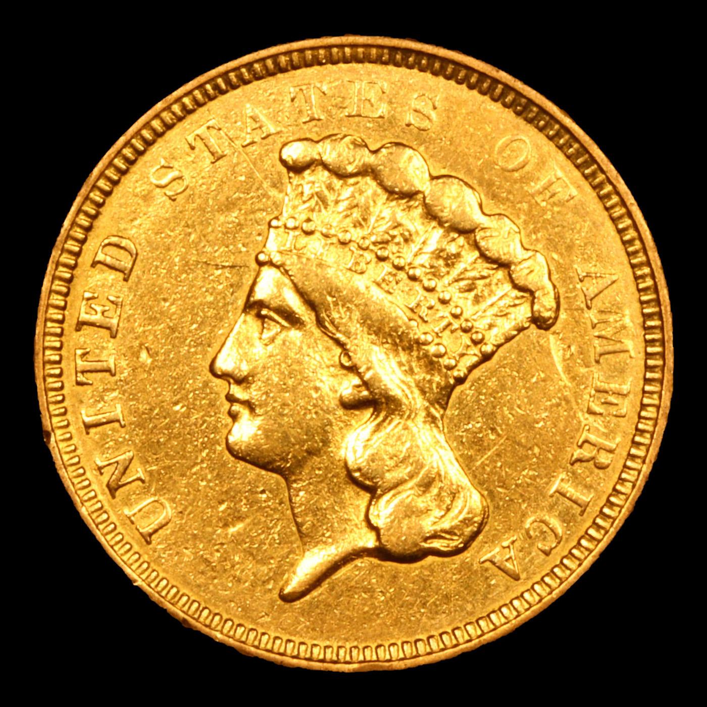 ***Auction Highlight*** 1854-o Three Dollar Gold 3 Graded au55+ By SEGS (fc)