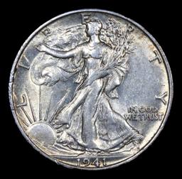 1941-s Walking Liberty Half Dollar 50c Grades Choice AU/BU Slider