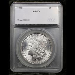 ***Auction Highlight*** 1886-p Morgan Dollar Near TOP POP! $1 Graded ms67+ By SEGS (fc)