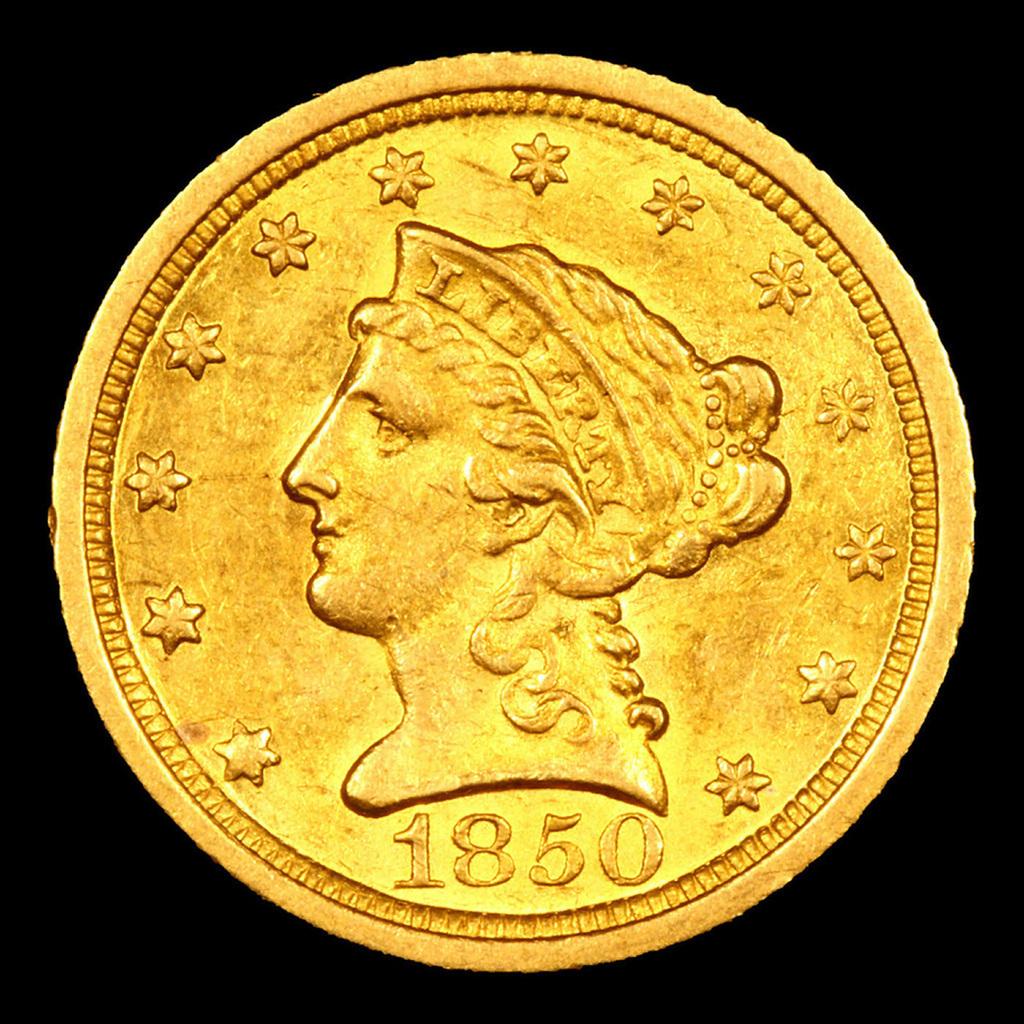 ***Auction Highlight*** 1850-o Gold Liberty Quarter Eagle 2.5 Graded ms62 By SEGS (fc)