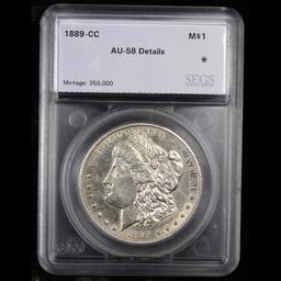 ***Auction Highlight*** 1889-cc Morgan Dollar $1 Graded au58 Details By SEGS (fc)