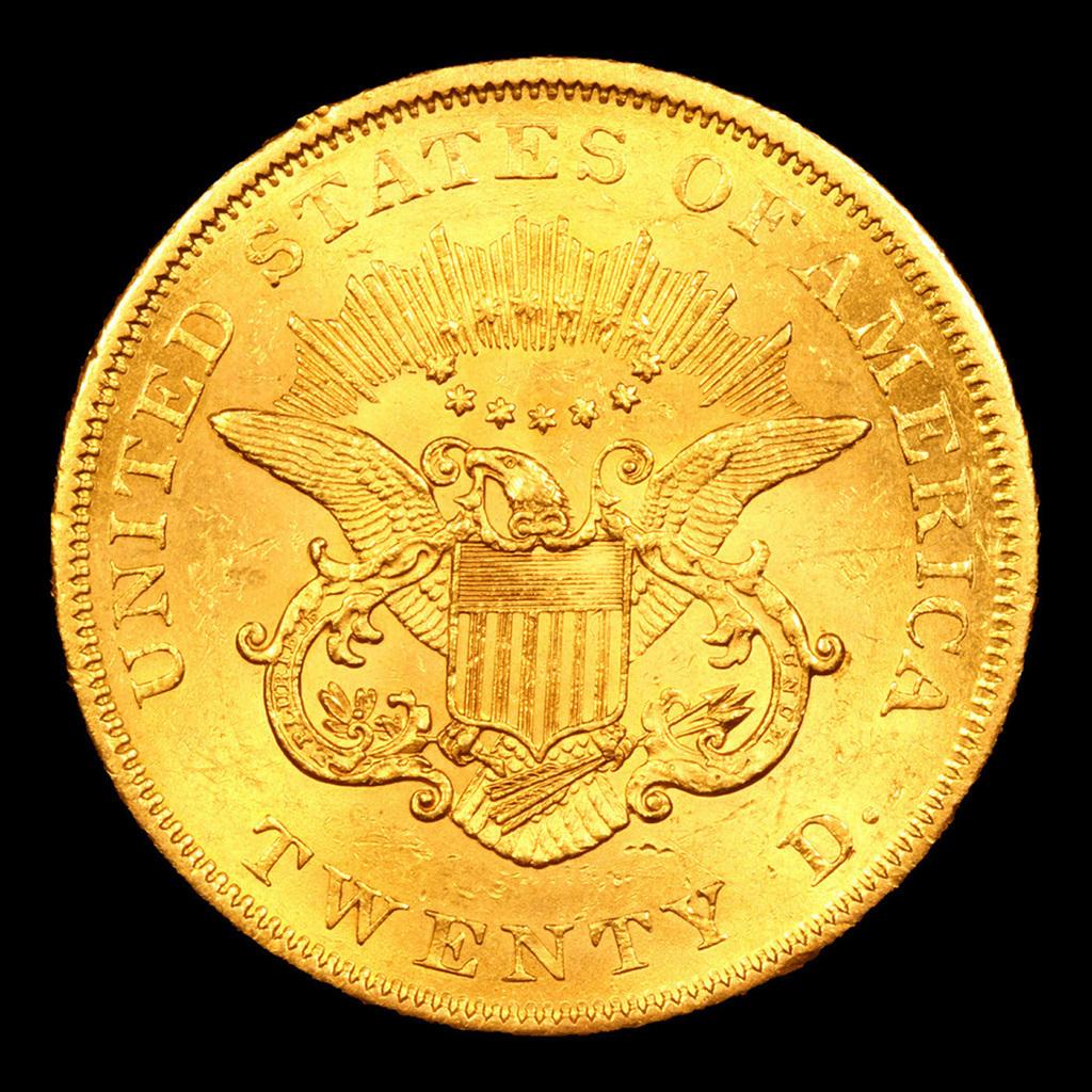 ***Auction Highlight*** 1860-p Gold Liberty Double Eagle 20 Graded ms62+ By SEGS (fc)