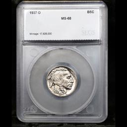 ***Auction Highlight*** 1937-d Buffalo Nickel TOP POP! 5c Graded ms68 By SEGS (fc)