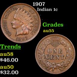 1907 Indian Cent 1c Grades Choice AU