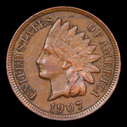 1907 Indian Cent 1c Grades Choice AU