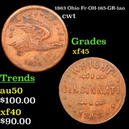 1863 Ohio Civil War Token Fr-OH-165-GR-1ao 1c Grades xf+