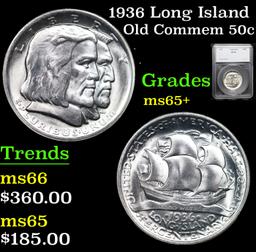 1936 Long Island Old Commem Half Dollar 50c Graded ms65+ BY SEGS