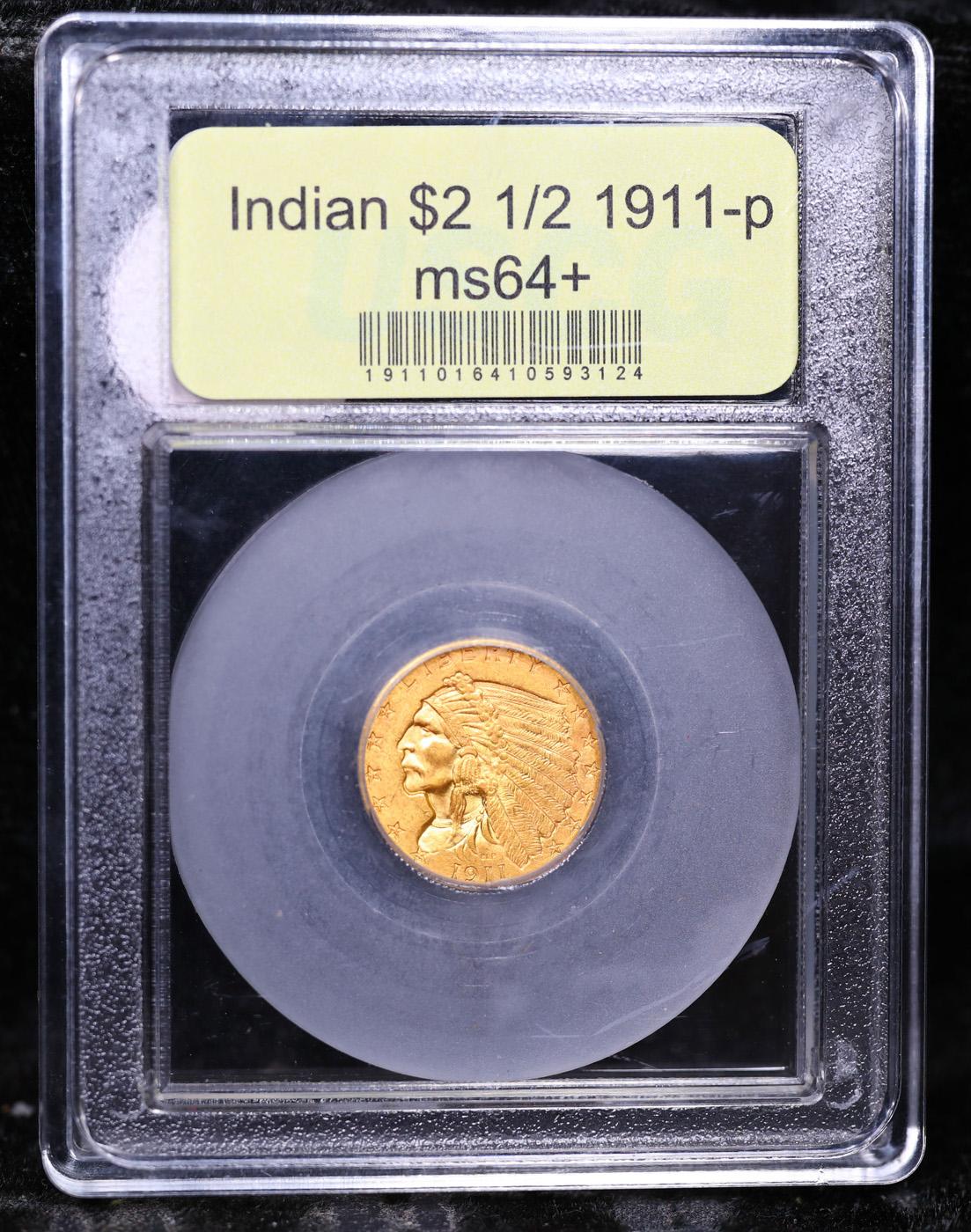 ***Auction Highlight*** 1911-p Gold Indian Quarter Eagle $2 1/2 Graded Choice+ Unc By USCG (fc)