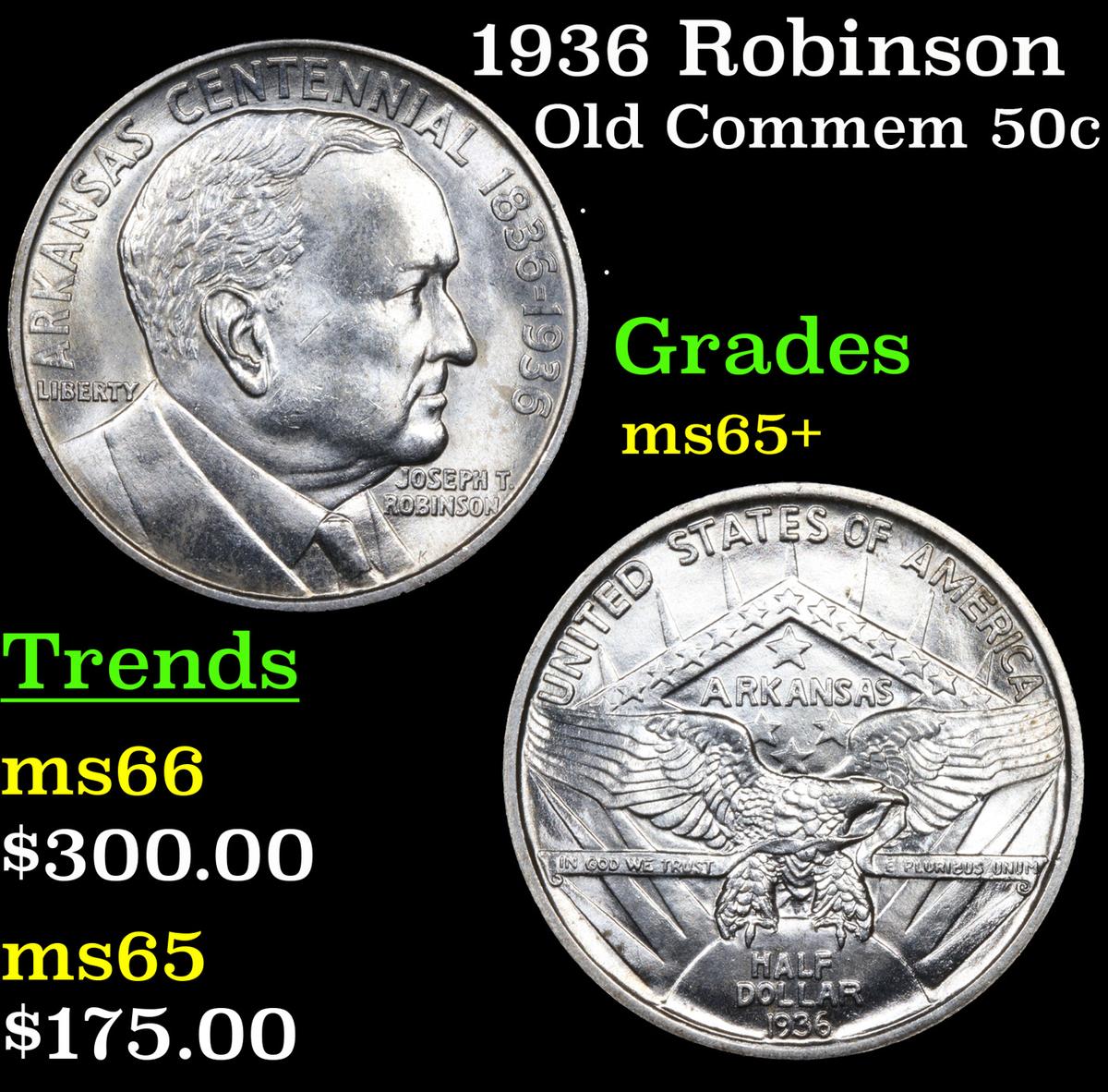 1936 Robinson Old Commem Half Dollar 50c Grades GEM+ Unc