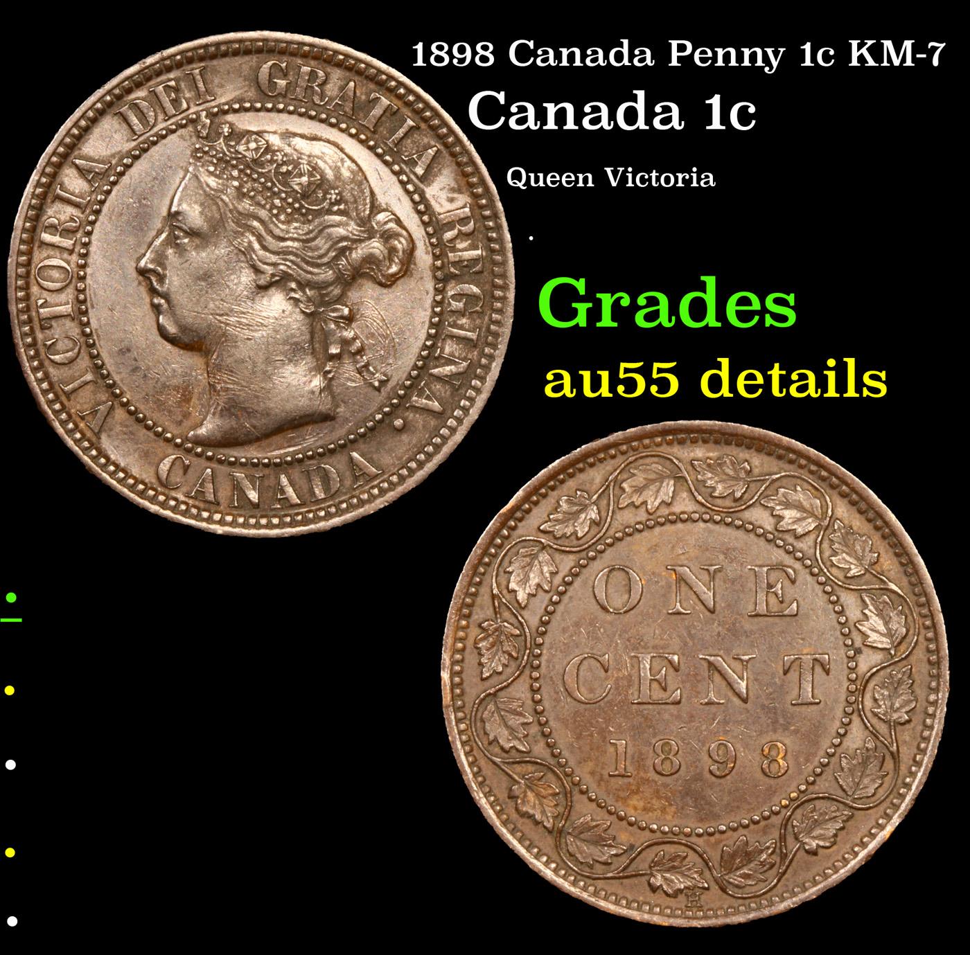 1898 Canada Penny 1c KM-7 Grades AU Details