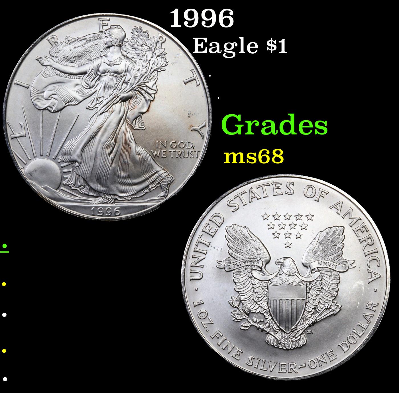 1996 Silver Eagle Dollar $1 Grades GEM+++ Unc