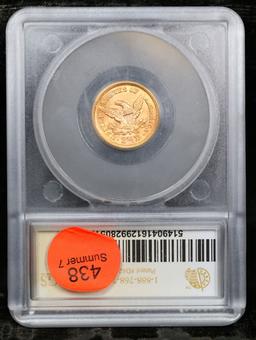 ***Auction Highlight*** 1857-p Gold Liberty Quarter Eagle $2 1/2 Graded ms64+ By SEGS (fc)