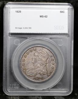 ***Auction Highlight*** 1826 Capped Bust Half Dollar 50c Graded ms62 BY SEGS (fc)