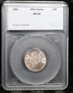 1883 Cents Liberty Nickel 5c Graded ms62 By SEGS