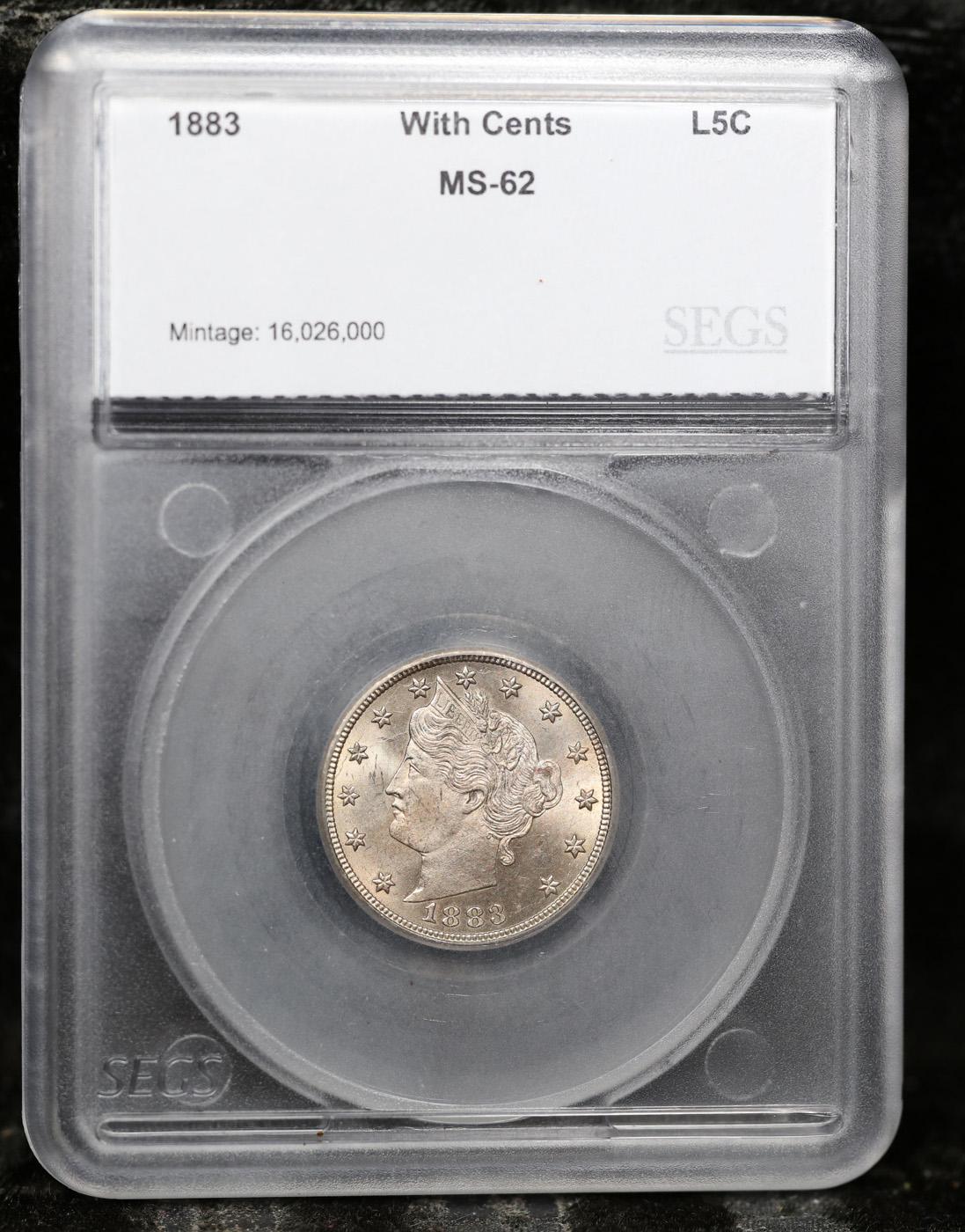 1883 Cents Liberty Nickel 5c Graded ms62 By SEGS