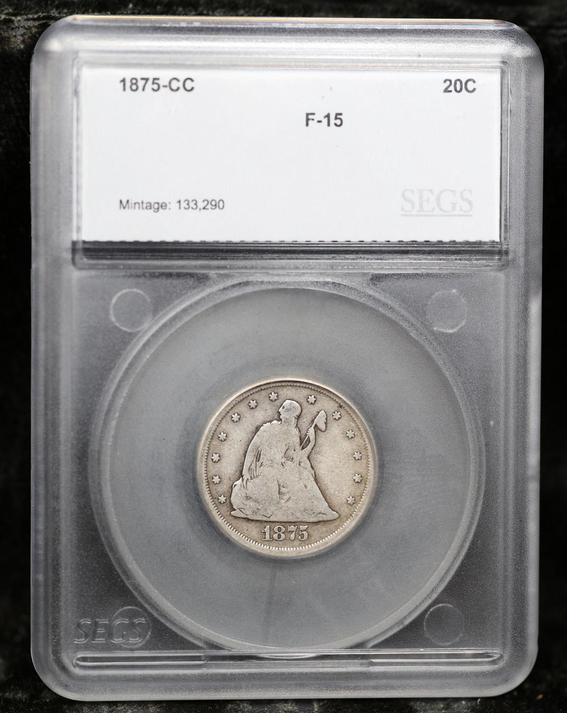 1875-cc Twenty Cent Piece 20c Graded f15 By SEGS