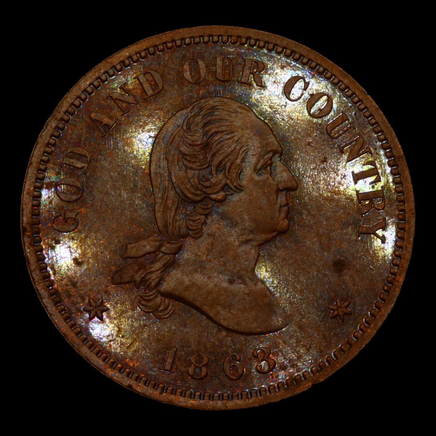 Proof ***Auction Highlight*** 1863 Washington Pattern Two Cent Piece J-305 2c Graded pr66 bn By SEGS