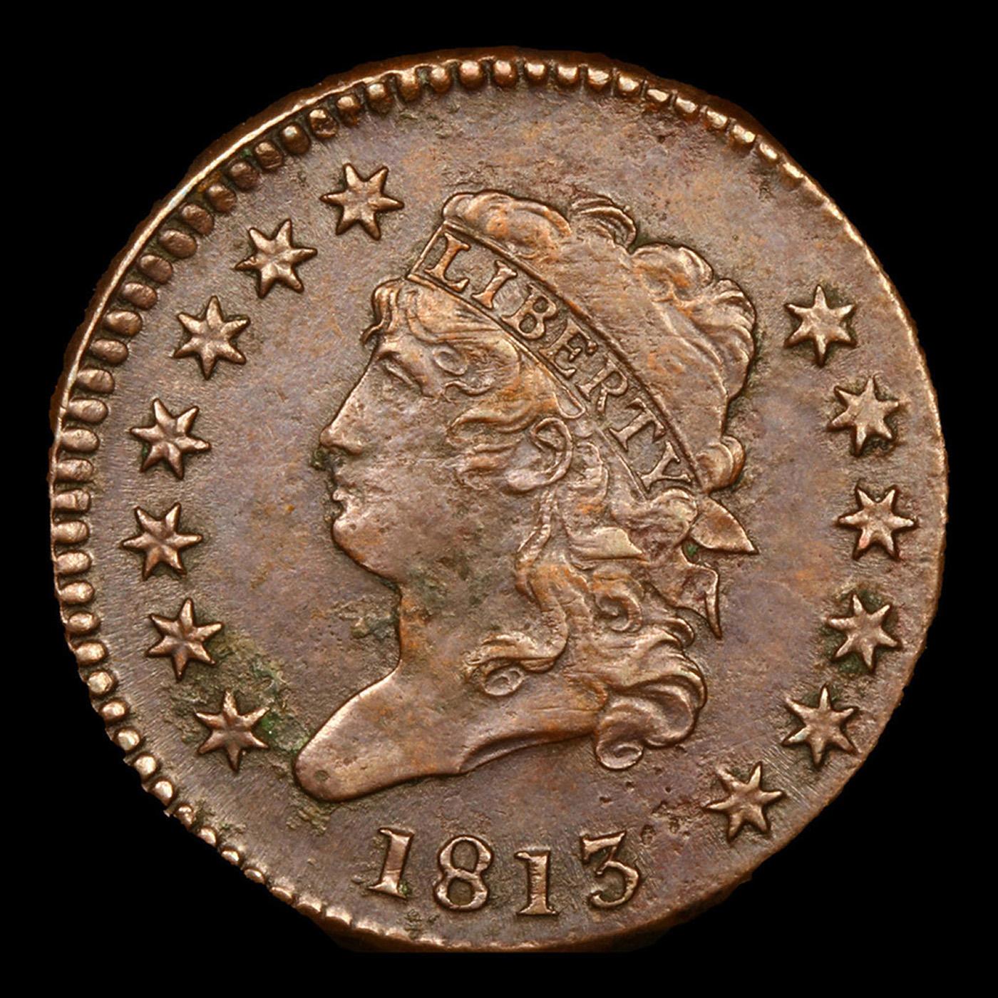 ***Auction Highlight*** 1813 Classic Head Large Cent 1c Graded au55+ By SEGS (fc)