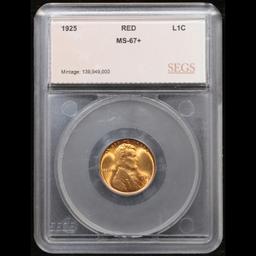 ***Auction Highlight*** 1925-p Lincoln Cent Near Top POP! 1c Graded ms67+ rd By SEGS (fc)