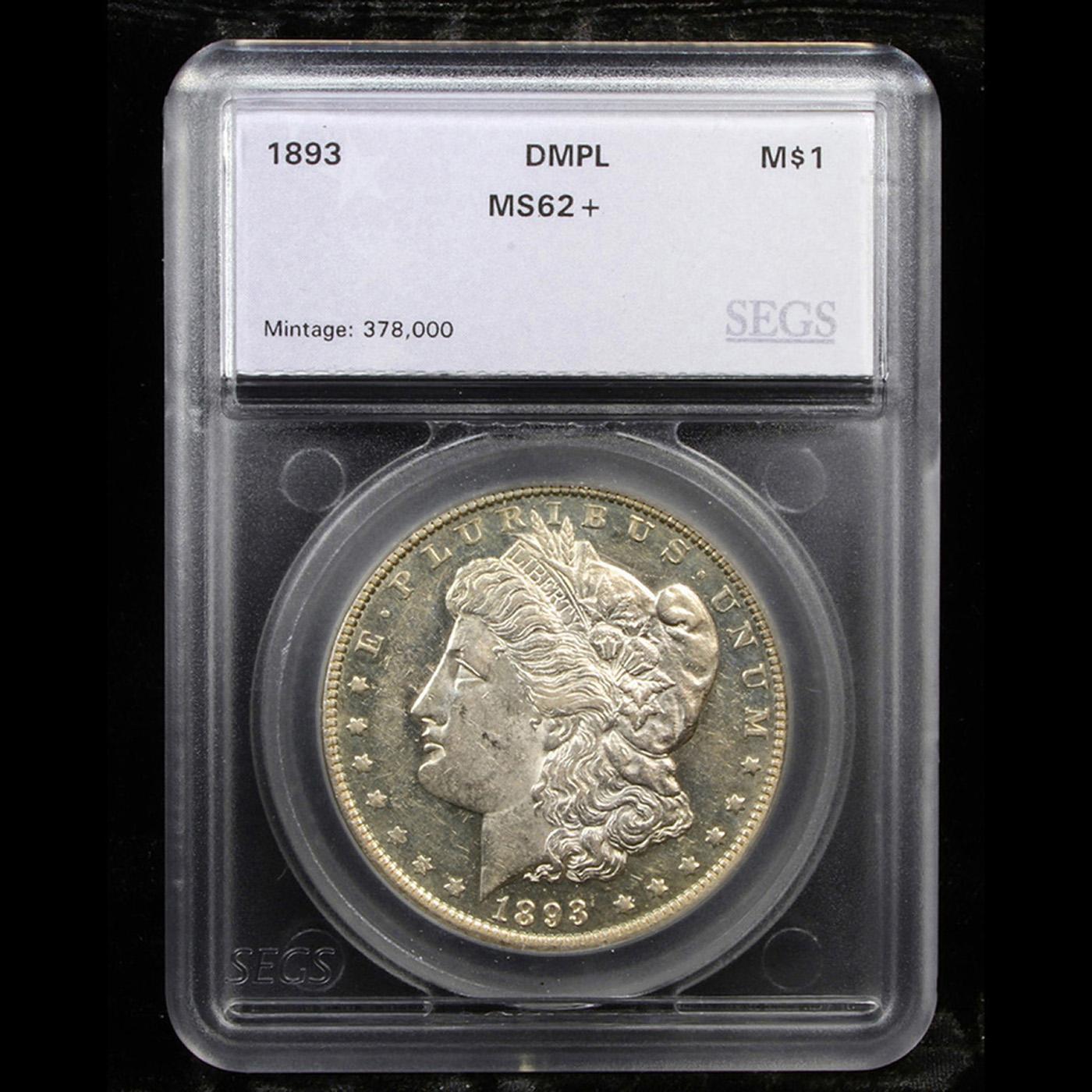 ***Auction Highlight*** 1893-p Morgan Dollar TOP POP! $1 Graded ms62+ DMPL By SEGS (fc)