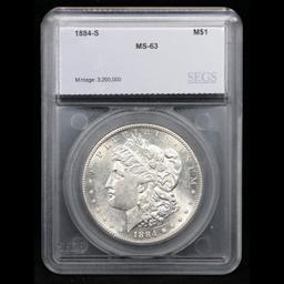 ***Auction Highlight*** 1884-s Morgan Dollar $1 Graded ms63 By SEGS (fc)