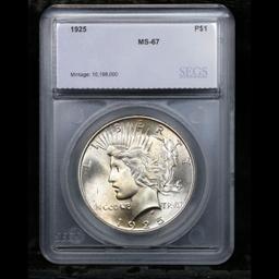 ***Auction Highlight*** 1925-p Peace Dollar Near TOP POP! $1 Graded ms67 By SEGS (fc)