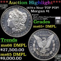 ***Auction Highlight*** 1878-s Morgan Dollar Near TOP POP! $1 Graded ms65+ DMPL By SEGS (fc)