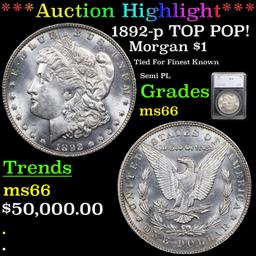 ***Auction Highlight*** 1892-p Morgan Dollar TOP POP! $1 Graded ms66 By SEGS (fc)