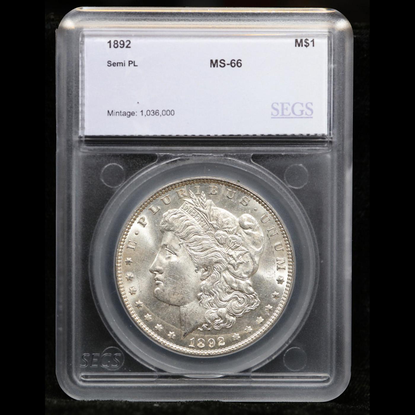 ***Auction Highlight*** 1892-p Morgan Dollar TOP POP! $1 Graded ms66 By SEGS (fc)