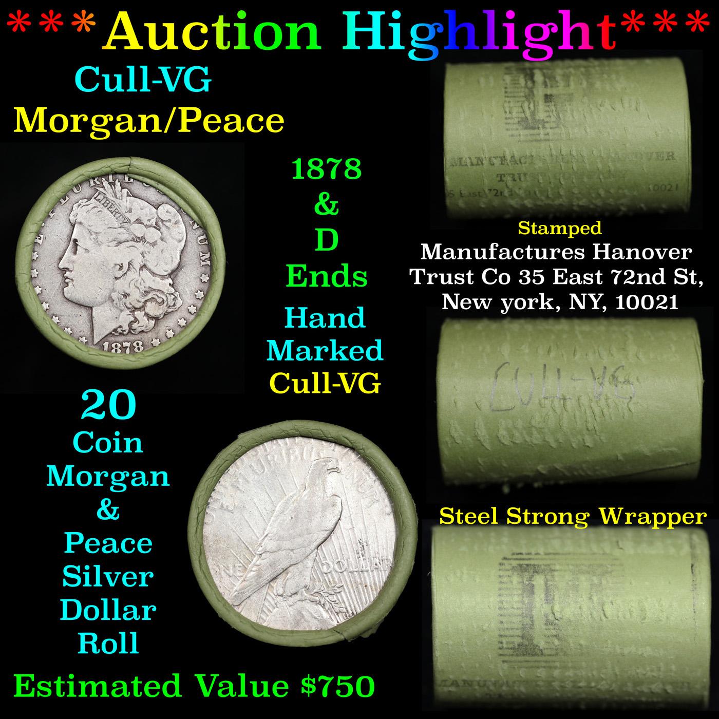 ***Auction Highlight*** 1878 Morgan & D Peace Ends Cull-VG Mixed Morgan/Peace Silver Dollar Shotgun