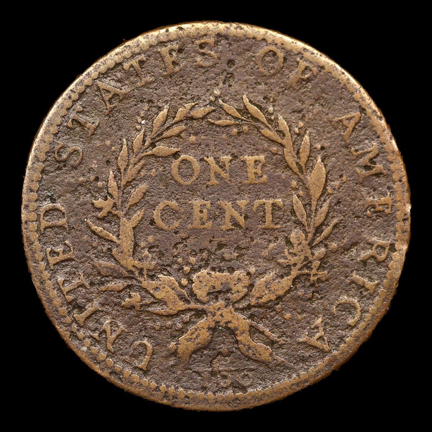 ***Auction Highlight*** 1793 Wreath Vine & Bars Flowing Hair large cent 1c Graded vf25 By SEGS (fc)