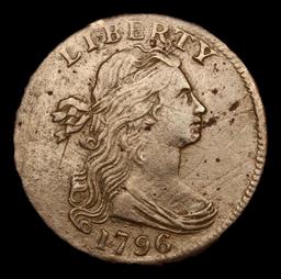 ***Auction Highlight*** 1796 Rev of 1795 Draped Bust Large Cent 1c Graded au55 details By SEGS (fc)