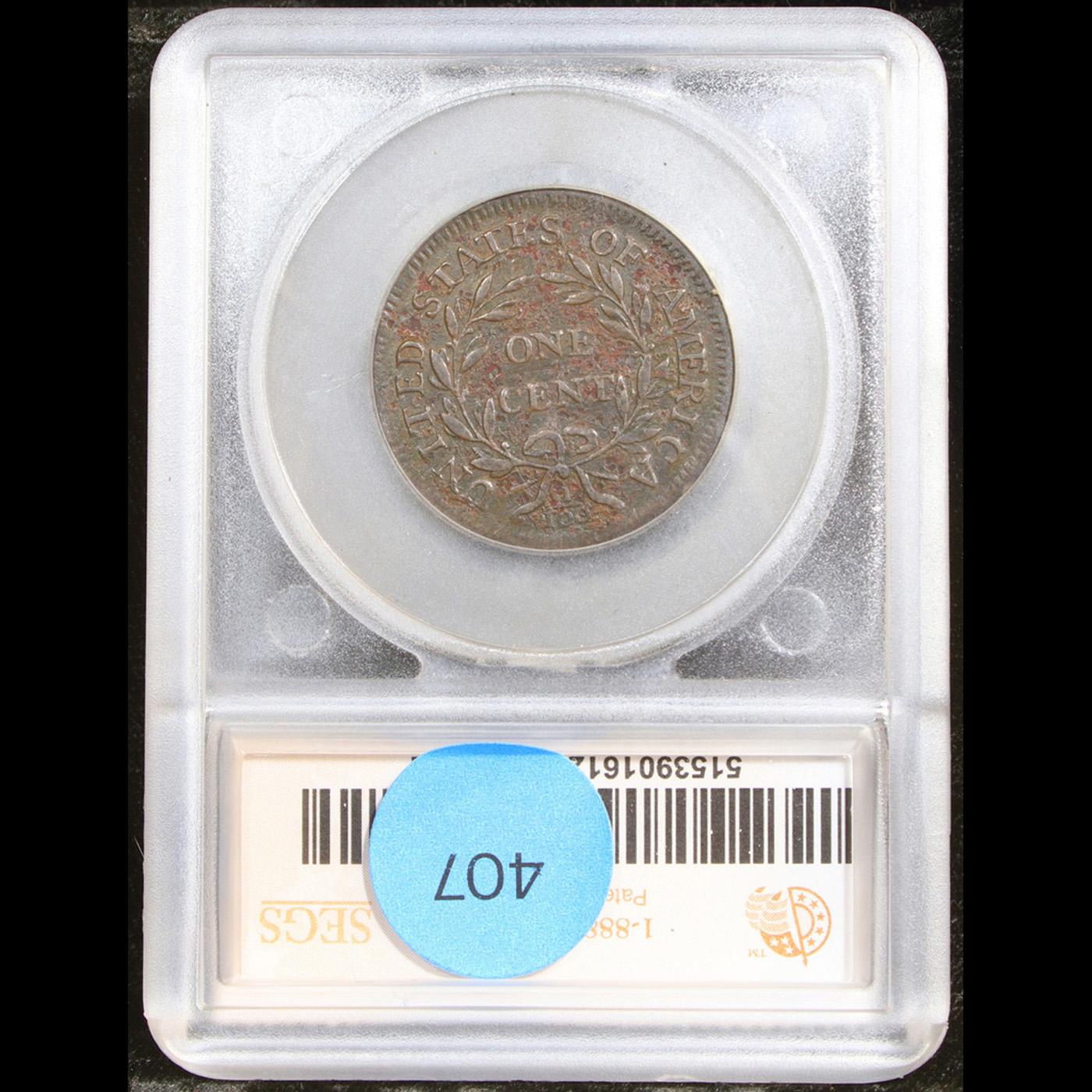 ***Auction Highlight*** 1796 Rev of 1795 Draped Bust Large Cent 1c Graded au55 details By SEGS (fc)