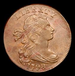 ***Auction Highlight*** 1798 2nd Hair Draped Bust Large Cent 1c Graded ms62+ bn By SEGS (fc)